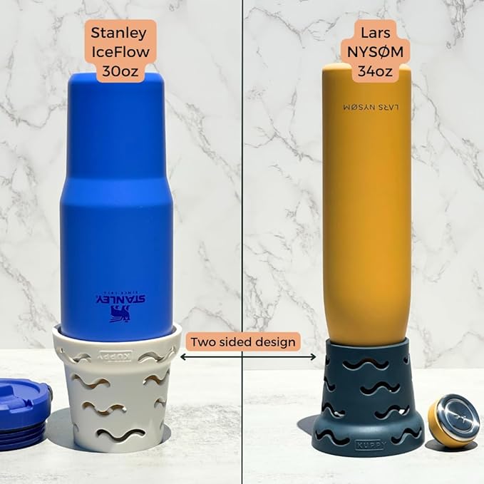 Kuppy Silicone Water Bottle Drying Rack - Fast-Dry Bottle Dryer for 20-64oz Cups - Reusable Food Storage Bag Drying Rack - Compatible with Stanley, Owala, Stasher (Gray, 2-Pack)