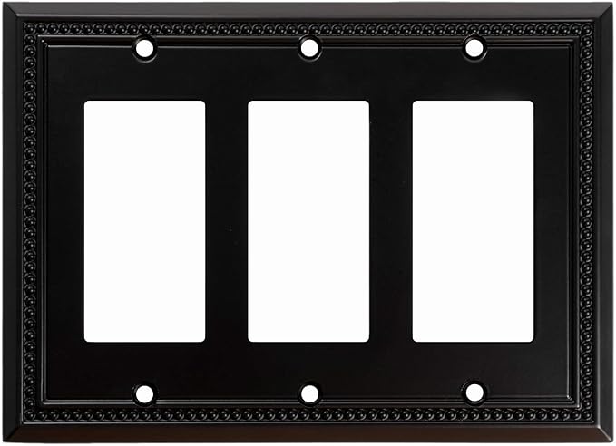 Henne Bery Sunken Pearls Heavy Duty Decorative Wall Plate Switch Plate Outlet Cover (Triple Decorator, Matte Black)