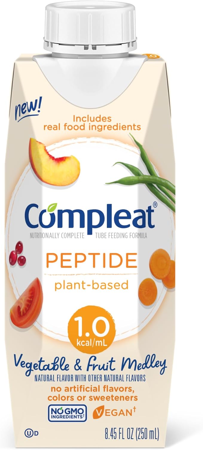 Nestle Compleat Peptide 1.0 Tube Feeding Formula Vegetable/Fruit Medley Flavor 250 mL Carton 24 Ct