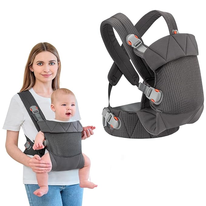 Baby Carrier, Cozy Toddler Carrier, Ergonomic Baby Carrier Newborn to Toddler with Head Support, Dark Grey