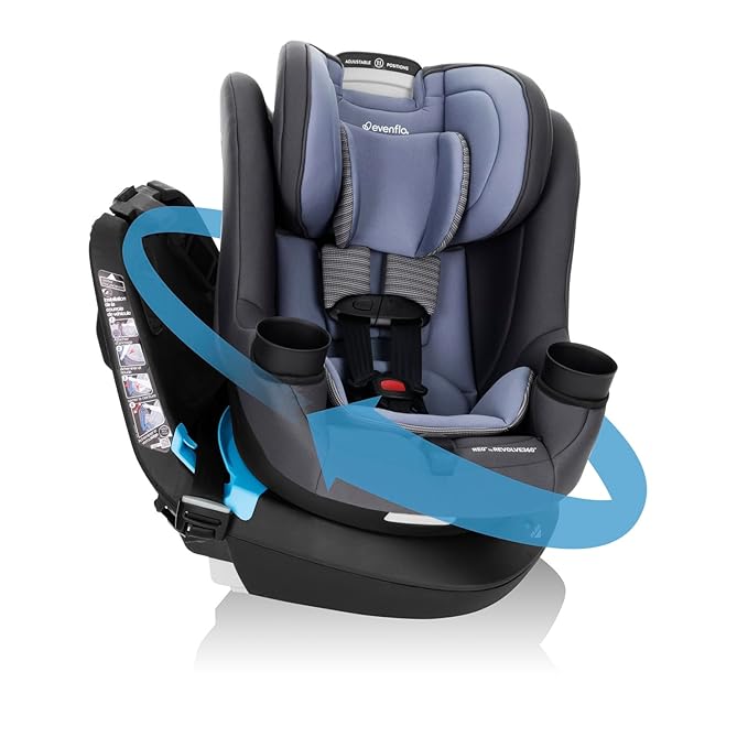 Evenflo REO by Revolve360 Rotating 2-in-1 Convertible Car Seat, 360 Degrees, Infant to Toddler, Forward and Rear Facing, Compact Design, One-time Install (Brookline)