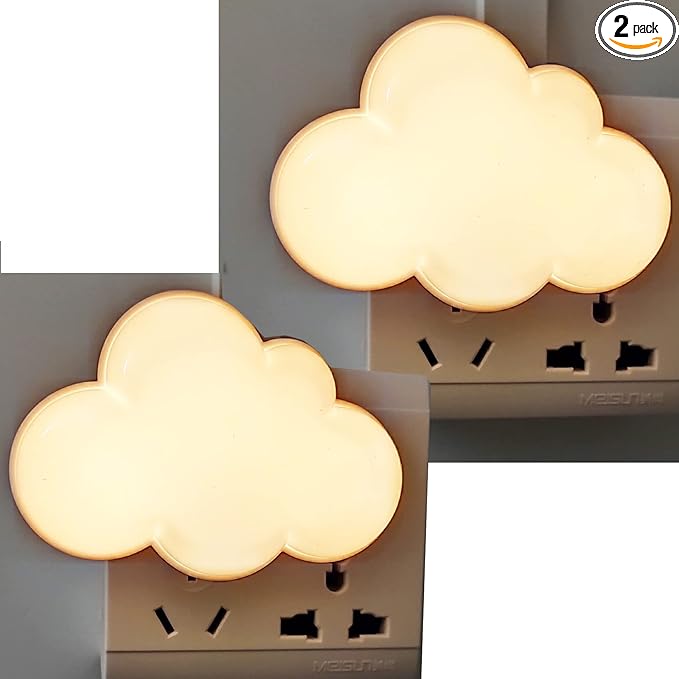 AUSAYE 2 Pack LED Night Light Plug in Lamp Cloud Night Light Mini Pretty Night Lights for Adults Kids NightLight White