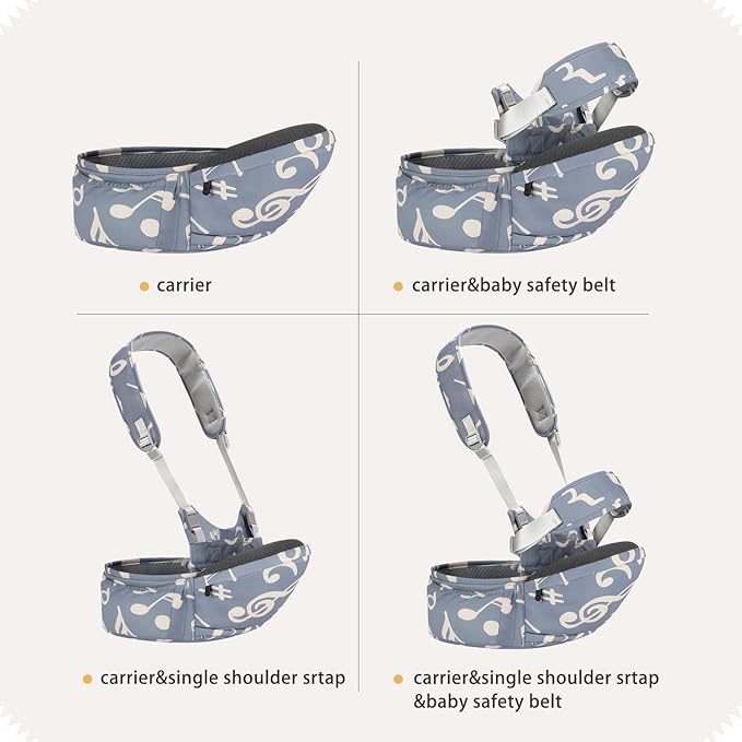 Baby Hip Seat Carrier Baby Waist Stool for Child Infant Toddler with Adjustable Strap Buckle Pocket Soft Inner Huge Storage,Dark Grey