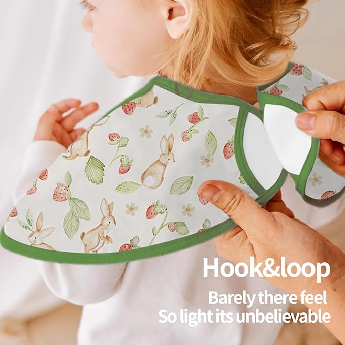 Feeding Bibs for Baby,3 Pack-Waterproof & Easy Clean Feeding Bibs for Toddlers & Infant,Reversible Pockets