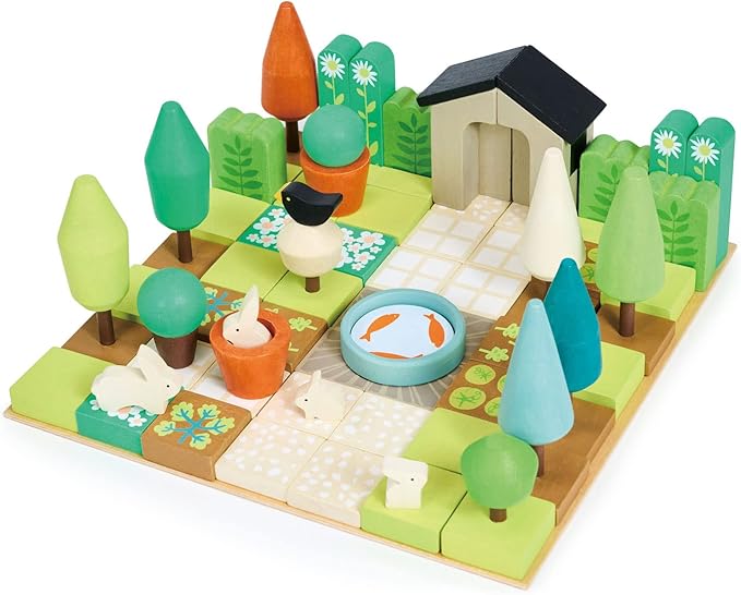 Tender Leaf Toys - Little Garden Designer - Wood Garden Building Play Set - Inspires Creativity, Encourages Role-Play and Story Invention, Educational Activity for Boys and Girls - Age 3+