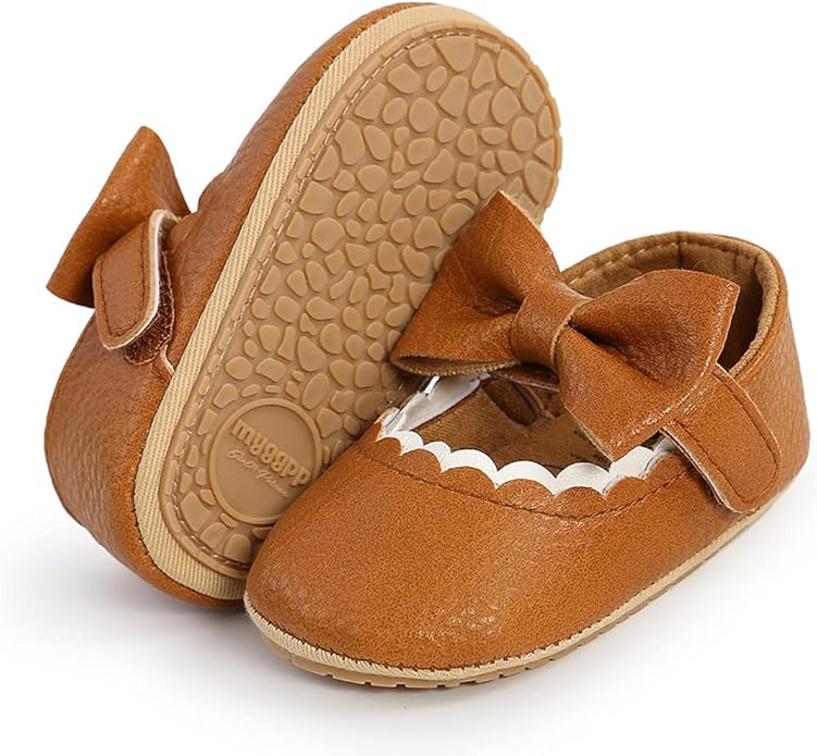 COSANKIM Baby Girls Mary Jane Flats Shoes Anti-Slip Rubber Sole Infant Toddler Princess Wedding Dress Shoes