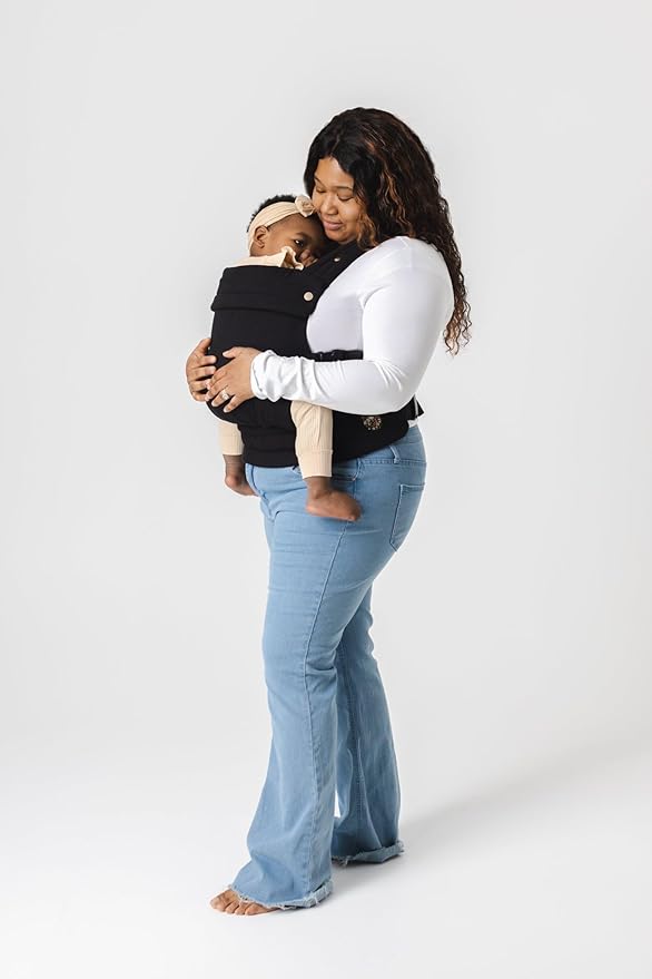 Mabē Monarch Ergonomic Baby Carrier – Premium Cotton Soft Structured Newborn to Toddler Carrier with Hip-Healthy Design, 3 Carry Positions (7-35lbs), Lightweight & Breathable, (Ebony)