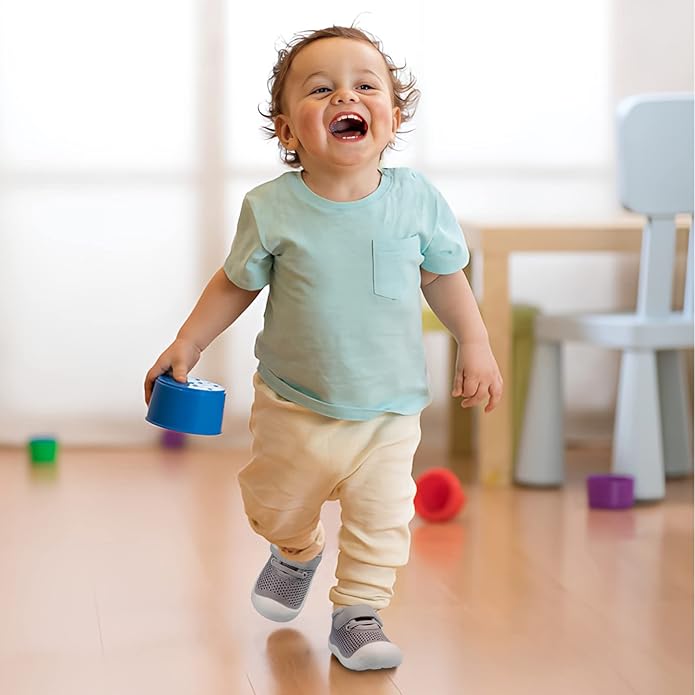 Baby First-Walking Shoes 1-4 Years Kid Shoes Trainers Toddler Infant Boys Girls Soft Sole Non Slip Cotton Canvas Mesh Breathable Lightweight TPR Material Slip-on Sneakers Outdoor