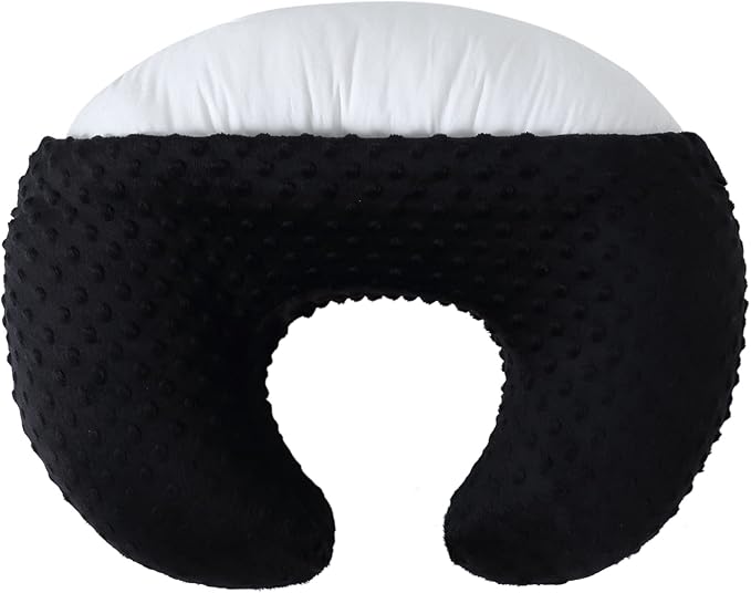 Nursing Pillow and Positioner Breastfeeding and Bottle Feeding, Propping Baby, Tummy Time, Sitting Support for Baby Boy and Baby Girl, with Removable Dots Cover (Black)