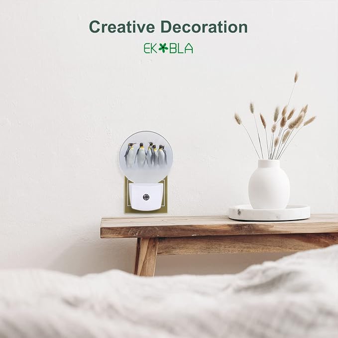EKOBLA Cute Penguin Night Lights Plug into Wall South Pole Animal Ice Plug-in Nightlights Home Auto Sensor LED Dusk to Dawn Light for Bedroom Bathroom Kitchen Corridor