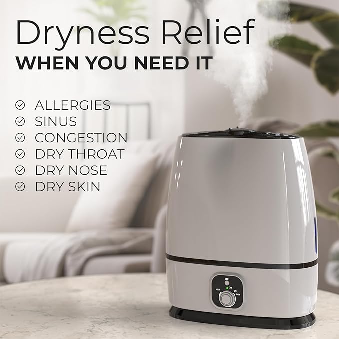 Everlasting Comfort 6L Humidifiers for Bedroom, Quiet 50HR Runtime No-Filter Supersized Cool Mist Humidifier Large Room for Whole House, Plants, Baby Nursery, Allergies, Dry Skin, Congestion, Indoor