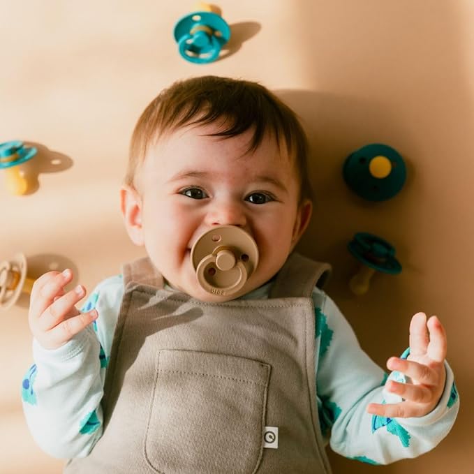 BIBS Pacifiers Colour Collection | Natural Rubber Baby Pacifier | Set of 2 BPA-Free Soothers | Made in Denmark | 0+ Months (Pack of 2) | Cloud Night