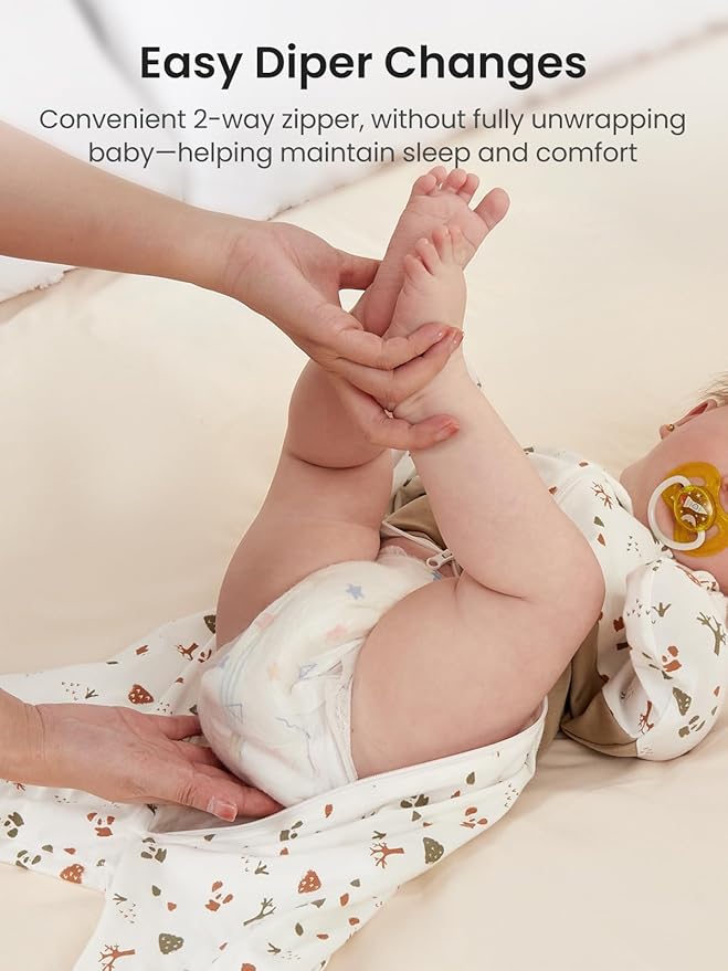 GROWNSY Transitional Swaddle Sleep Sack 6-12 Months, Starfish Design Baby Swaddle Sack, Dual-Zipper for Easy Diaper Changes, Proper Hip Development & Openable Foot Button, 19-27 lbs, Bear Forest