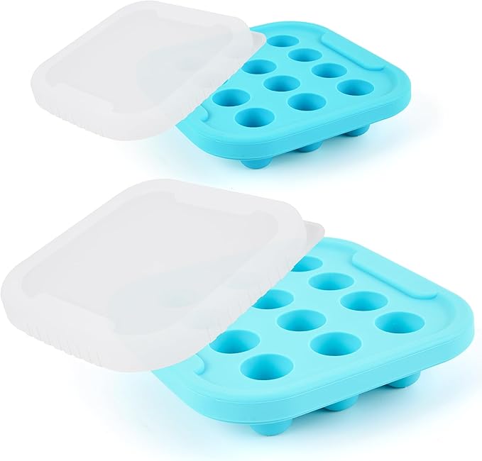 Silicone Milk Freezer Tray - Perfect Storage Container Silicone Baby Food Freezer Tray Mold With Lid for Bone Broth, Purees Baby Food and Purees Color Aqua Blue