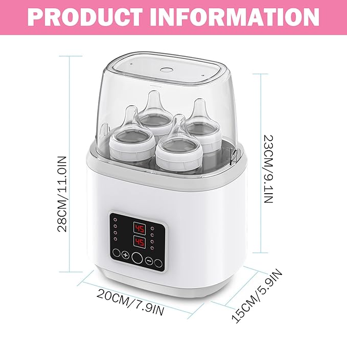 Baby Bottle Warmer ＆ Steriliser Temperature Adjustable Portable Bottle Warmer Remote Control Baby Food Heater with LCD Display for Breastmilk or Formula, Grey, Xmas Decorations