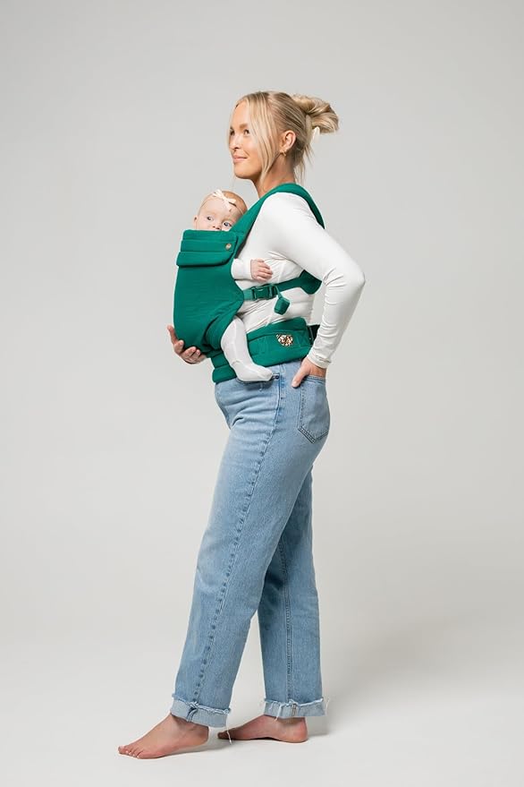 Mabē Monarch Ergonomic Baby Carrier – Premium Cotton Soft Structured Newborn to Toddler Carrier with Hip-Healthy Design, 3 Carry Positions (7-35lbs), Lightweight & Breathable, (Evergreen)