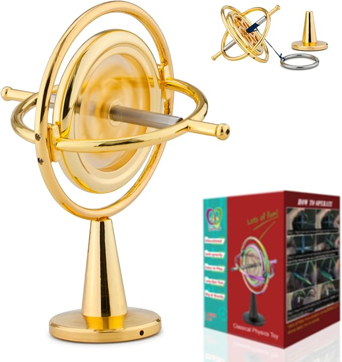 DjuiinoStar Premium Gyroscope: Sturdy&Durable, Pass 2nd Floor Drop Test, Long Spin Time (Play Tricks at Ease, Use Ball Bearings), Educational Physics Anti-Gravity Toy DG-5G