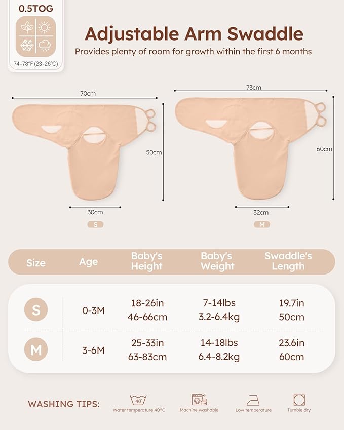 Baby Swaddles for Newborns with Zipper, 100% Cotton Newborn Swaddle Sack, 3 Pack Baby Swaddles 3-6 Months Swaddle Sleep Sack for Newborn Baby Boy Girl Orange Flower