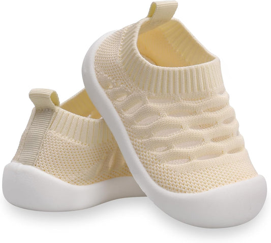 Baby First-Walking Shoes 1-4 Years Kid Shoes Trainers Toddler Infant Boys Girls Soft Sole Non Slip Cotton Canvas Mesh Breathable Lightweight TPR Material Slip-on Sneakers Outdoor