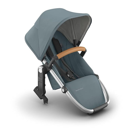 UPPAbaby RumbleSeat V3 Second Lower Seat - Compatible with Vista V2 and Vista V3 - All-Weather Seat + Magnetic Buckle – Adapters Included - Callum (Stone Blue/Silver Frame/Sand Leather)