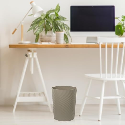 UUJOLY Plastic Small Trash Can Wastebasket, Garbage Container Basket for Bathrooms, Laundry Room, Kitchens, Offices, Kids Rooms, Dorms, (Khaki, 1.8 Gallon)