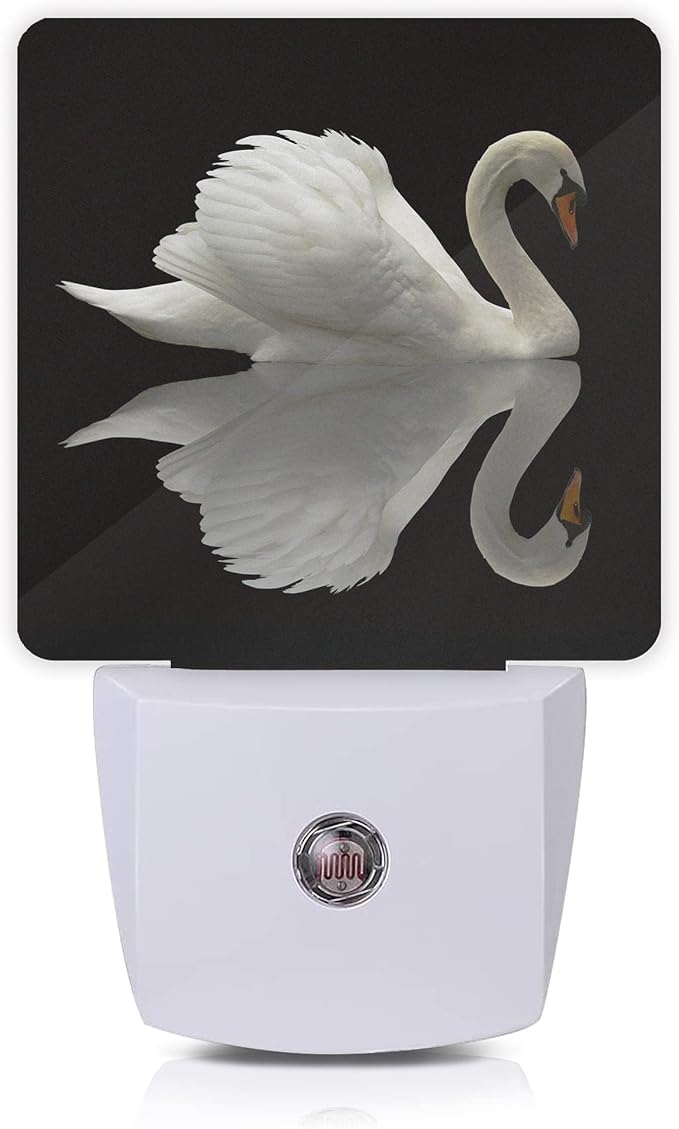 White Swan Night Light,Water Reflection Night Lights 0.5W Sleep Friendly for Boys Girls Led Night Light Dusk to Dawn Sensor Nightlight for Stairway/Hallway/Kitchen
