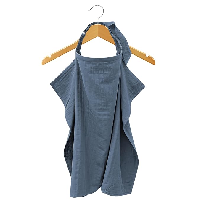 MOZAH 100% Organic Cotton Muslin Nursing Cover for Baby Breastfeeding, Breathable 100% Cotton Breastfeeding Cover with Rigid Hoop for Mother Nursing Apron, Multi-use Carseat Canopy (Blue Mirage)