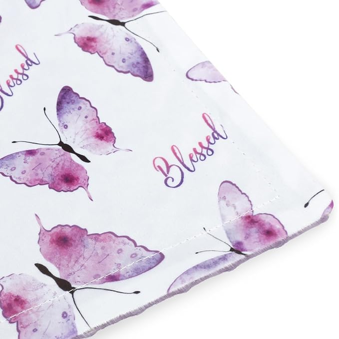 BORITAR Baby Blanket for Girls Soft Plush Minky Fabric, Double Layer Dotted Backing with Elegant Purple Butterfly Printed Blessed Blanket Gift for Toddler Newborn Infant 30 x 40 Inch(75x100cm)