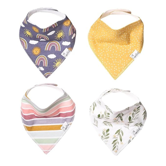 Copper Pearl 4 Pack Soft Cotton Baby Bibs for Drooling and Teething, Absorbent Drool Bibs for Baby Girl and Boy, Adjustable to Fit Newborns to Toddlers, Tons of Styles (Hope)