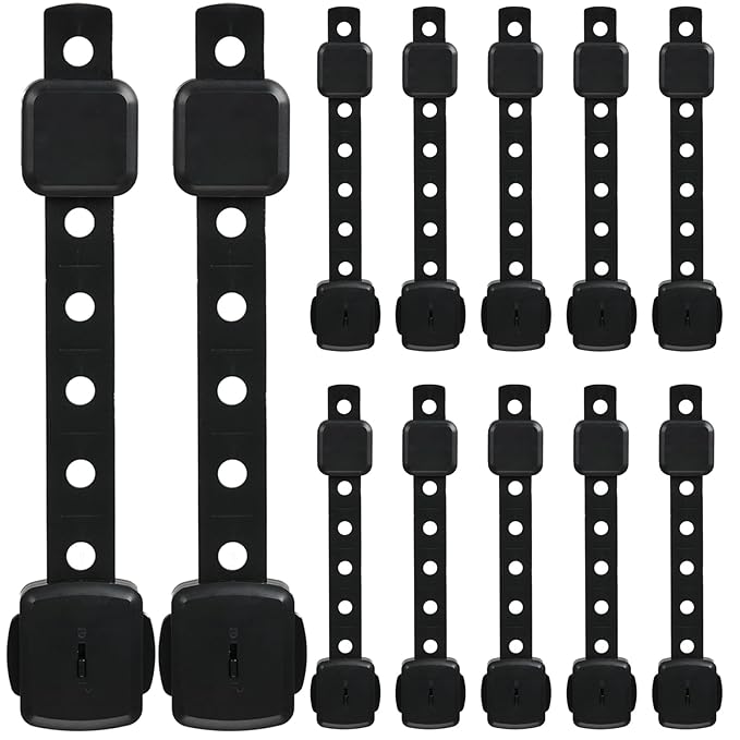 Fursafe&Q Cabinet Locks Baby Proofing, Baby Drawer Safety Locks -Adhesive Child Safety Lock Straps Adjustable Door Latch for Fridge Toilet Oven No Drill Furniture Kitchen Lock