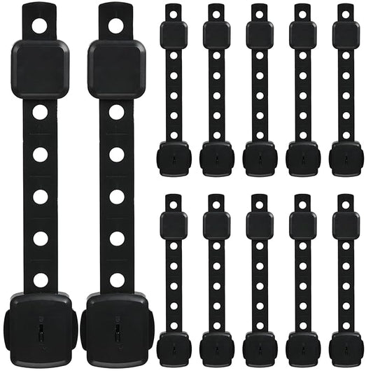 Fursafe&Q Cabinet Locks Baby Proofing, Baby Drawer Safety Locks -Adhesive Child Safety Lock Straps Adjustable Door Latch for Fridge Toilet Oven No Drill Furniture Kitchen Lock