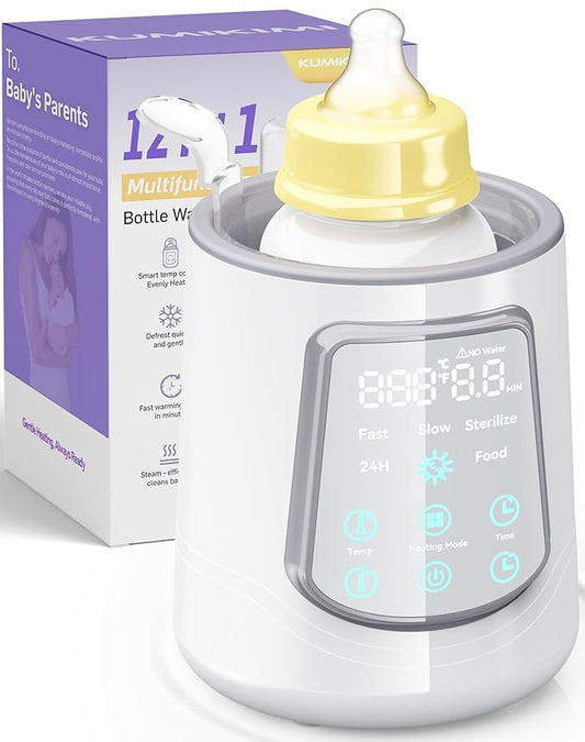 Fast Baby Bottle Warmer for Breastmilk, Smart 12 in 1 Breast Milk Warmer for Baby Essentials with Timer Temperature Control, Sterili-zing, Water Bath Technology, Baby Warmer for All Bottles Food Jars
