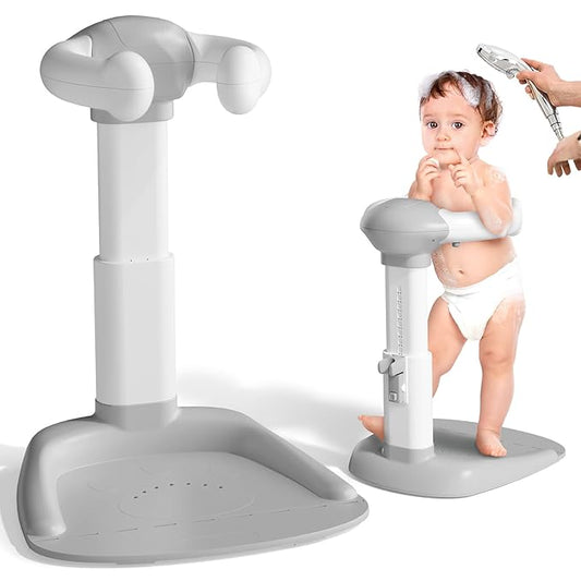 COOSEYA Baby Bath with Shower Stand Support|Anti-Pinch Soporte para Bañera de Bebé Adjustable Shower Tower and Anti-Slip for Toddler Standing Up Themselves,Ideal Gift for Infants 6-36 Months