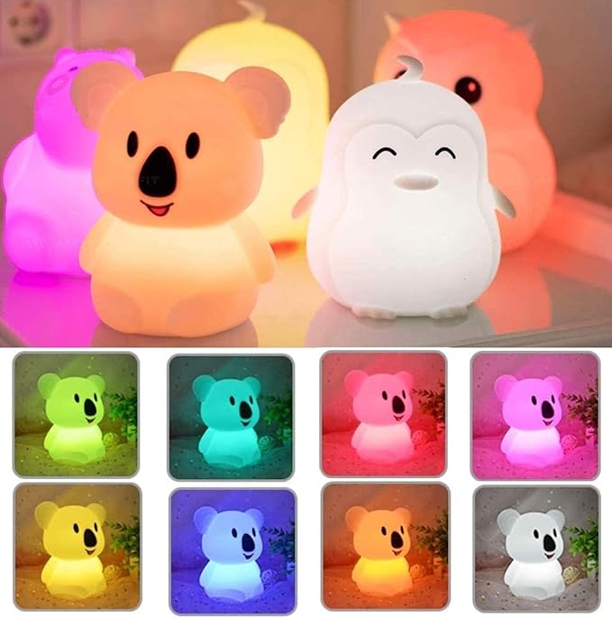 Night Light for Kids, Bedside Lamp for Children, Baby Nursery Lamp for Breastfeeding Safe, Break Resistant, Eye Caring, Adjustable Brightness & Color, Touch Control, Child Gift - Medium Koala