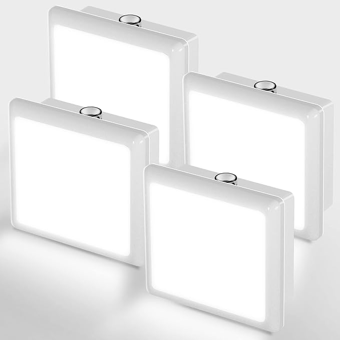 LED Night Light, JandCase Night Light Plug into Wall with Light Sensors[4 Pack], 5000K Daylight, Small Nightlight for Kids Bathroom,Hallway,Dinning Room,Kitchen