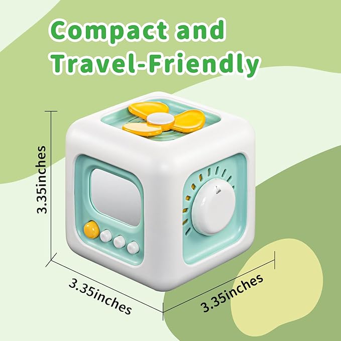 Busy Cube Toy, Sensory Toys for Toddlers 1-3, Baby Car Seat Toys 12-18 Months, Toddler Airplane Travel Toys Age 1-2, Learning Fine Motor Skills, 1st Birthday Gifts Stocking Stuffers