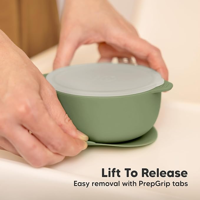 KeaBabies 2-Pack Baby Bowls with Suctions, Lids - Silicone Toddler Suction Bowls for Baby Boy, Girl, Kids, Food Grade Silicone, BPA-Free, Dishwasher Safe, Toddler Eating Essentials (Slate)