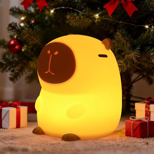 Capybara Night Light for Kids, Squishy Lamp, 1200mAh Long-Lasting Battery, Rechargeable Touch Control, Dimmable with 30-Min Timer, Capybara Gifts for Nursery Halloween Bedroom Decor