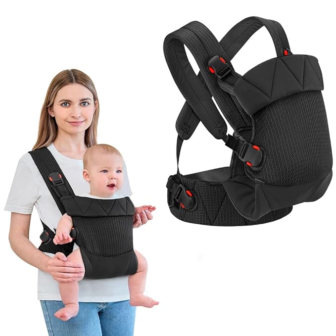 Baby Carrier Newborn to Toddler, Cozy Toddler Carrier, Ergonomic Newborn Carrier with Head Support, Black