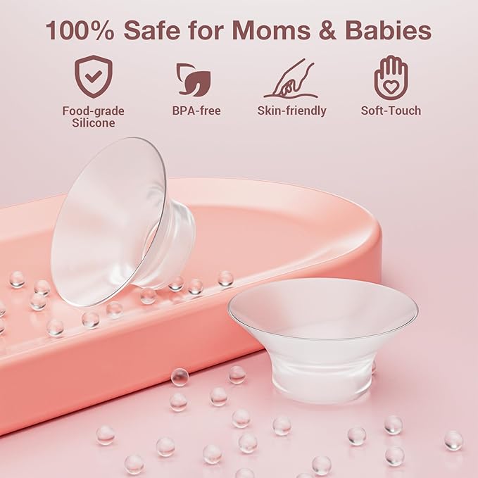 17mm Flange Inserts Compatible with Momcozy Wearable Breast Pump, 8PCS Softer Silicone Flange Insert Kit for 24mm Shield of Most Pumps, Breastfeeding Essentials Pumping Replacement Parts Accessories