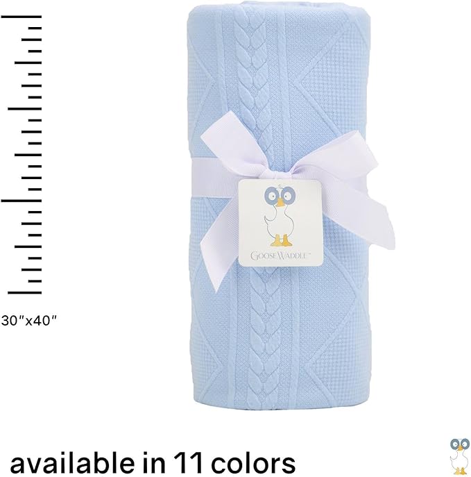 GooseWaddle Luxury Knit Baby Blanket (30”x40”), Premium Comfort from Ultra Soft Fabrics That Get Softer with Use, Perfect for Any Infant Nursery, Boy or Girl, Machine Washable (Blue)