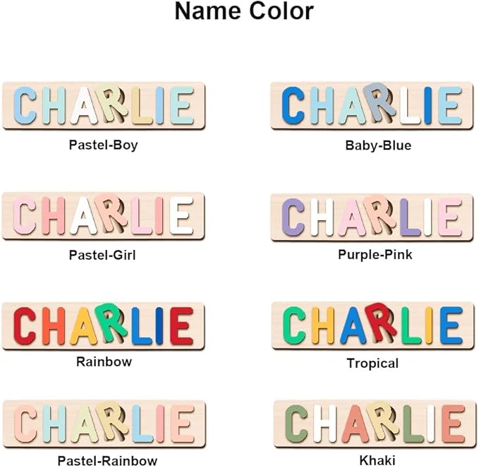 Name Puzzle for Kids Personalized, Custom Wooden Number Puzzles for Toddlers 1-3 with Shape, Personalized Baby Gifts Educational Toys for 1 Year Old Girl Gifts for Birthday Baptism