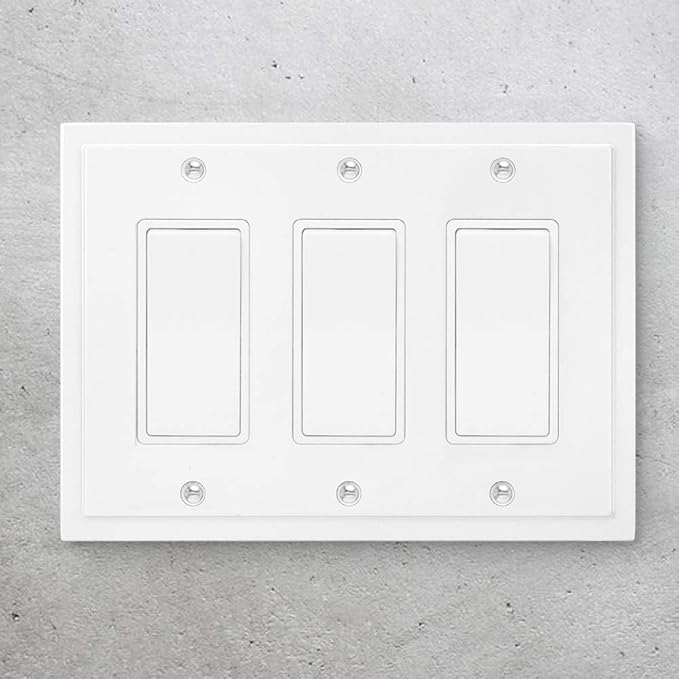 Modern Edge Decorative Wall Plate Switch Plate Outlet Cover, Durable Solid Zinc Alloy (Triple Decorator, White)