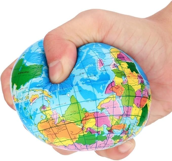 Blue Squishy Squeeze World Map Globe Palm Ball Slow Rising Stress Relief Ball for Birthday Xmas Gifts Xmas Stocking Fillers Party Bag Gifts, Squeeze Toys, Decorations (7.6CM)