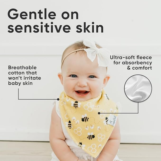 Copper Pearl 4 Pack Soft Cotton Baby Bibs for Drooling and Teething, Absorbent Drool Bibs for Baby Girl and Boy, Adjustable to Fit Newborns to Toddlers, Tons of Styles (Atwood)