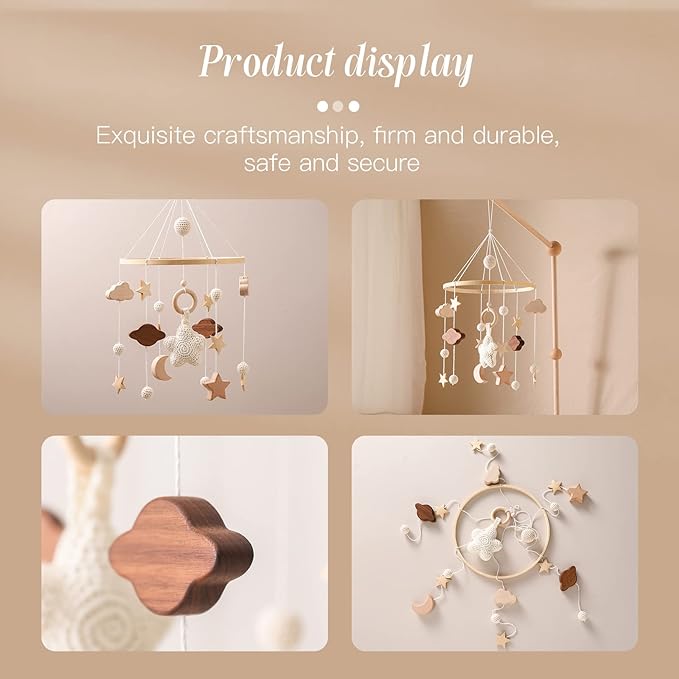 let's make Baby Crib Mobile for Boys Girls| Boho Nursery Mobile| Gender Neutral Hand-Crocheted Mobile| Ceiling Mobile - Stars, Clouds, Moon