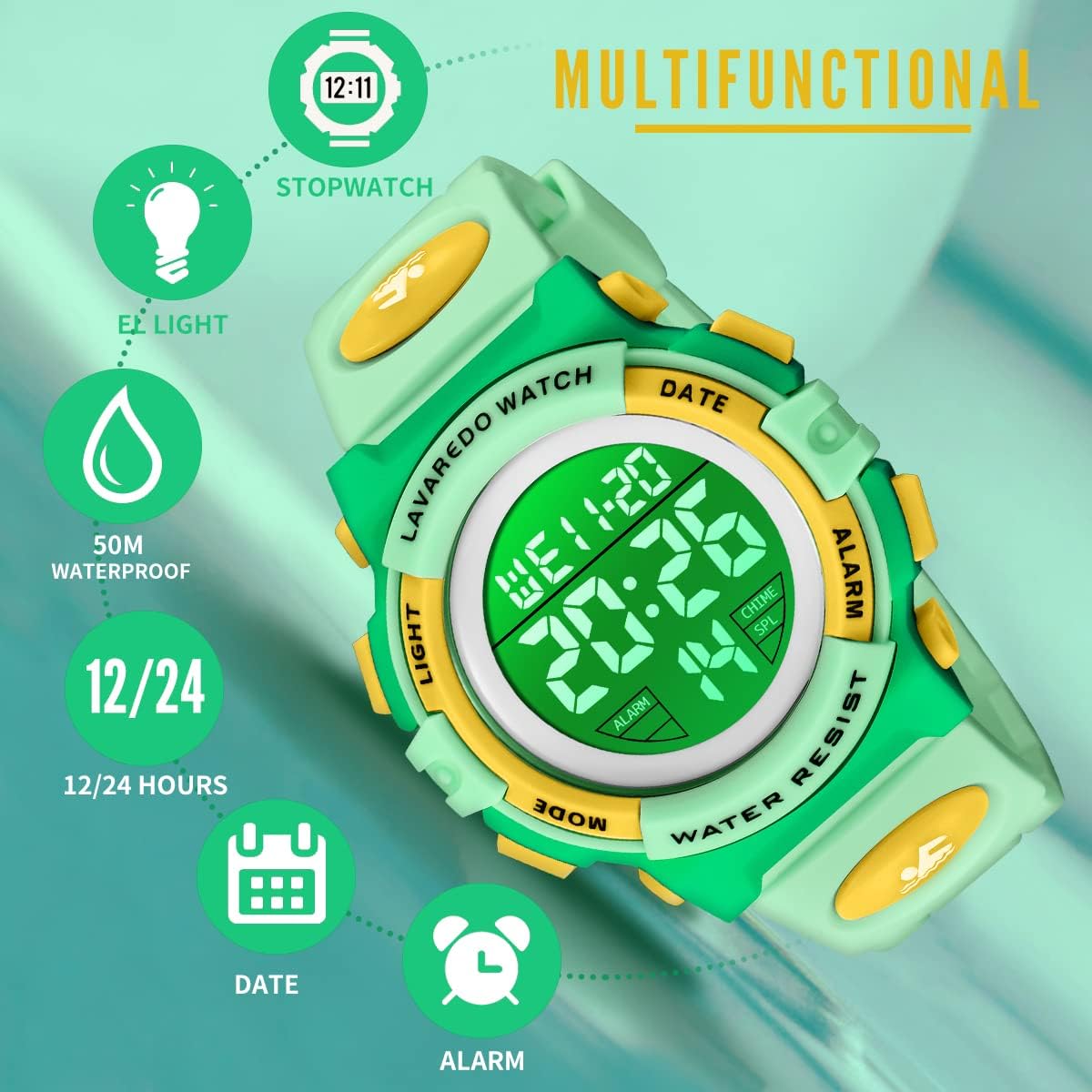 Kids Watch,Boys Watch for 3-15 Year Old Boys,Digital Sport Outdoor Multifunctional Chronograph LED 50 M Waterproof Alarm Calendar Analog Watch for Children with Silicone Band,Kids Gift