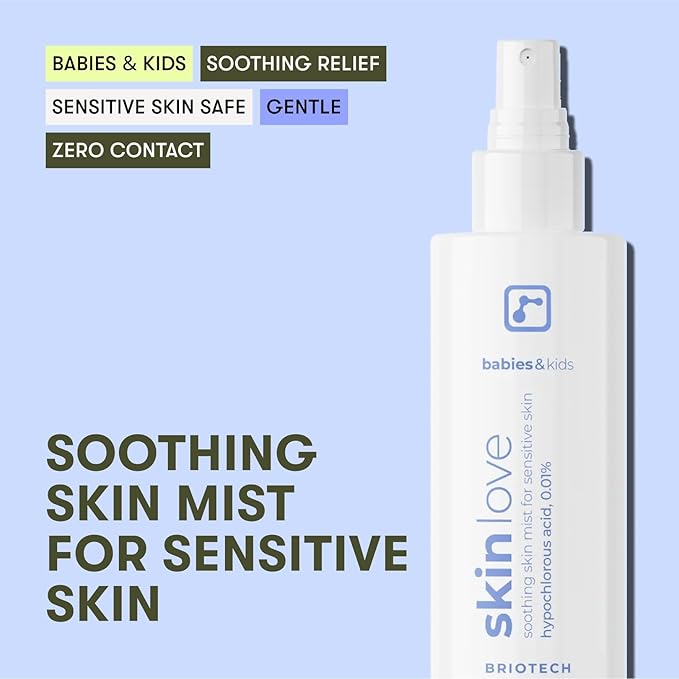 Briotech Baby Skin Love Spray | Gentle Hypochlorous Acid Mist for Soothing, Calming & Cleansing Delicate Skin | Pediatrician-Approved, Added Fragrance-Free | 4 oz
