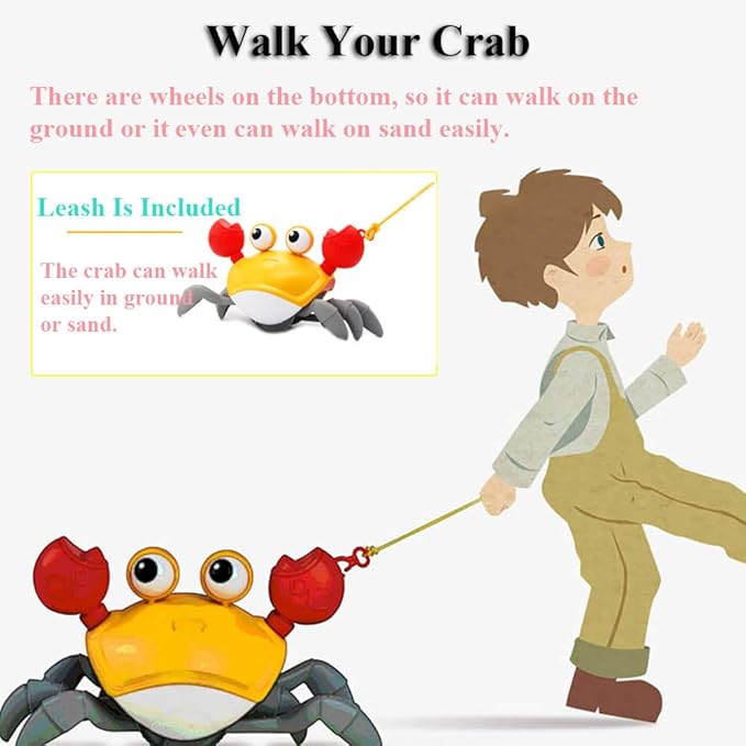 Amphibious Bath Toy for Kids, Funny Windup Crabs Swimming Floating Toy Clockwork Beach Toy Push & Pull Crab Sand Toy with Leash (Blue)