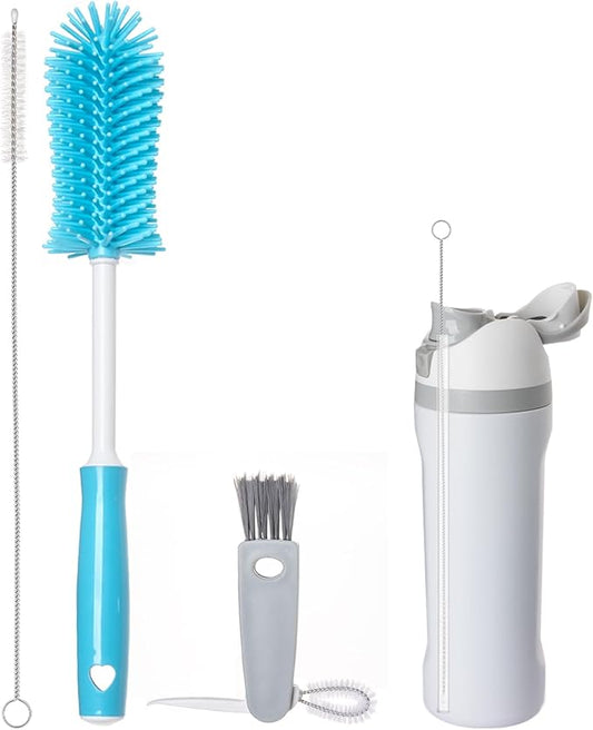 3 Pack Water Bottle Cleaner Brush Set - for Owala Cleaning Kit, Long Handle Silicone Bottle Brush Soft Touch No Scratch, Straw Cleaner Brush, 3 in 1 Multipurpose Cup Cleaner Kit for Owala Accessories